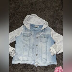 Wallflower Denim Jacket with Heather Gray Sleeves